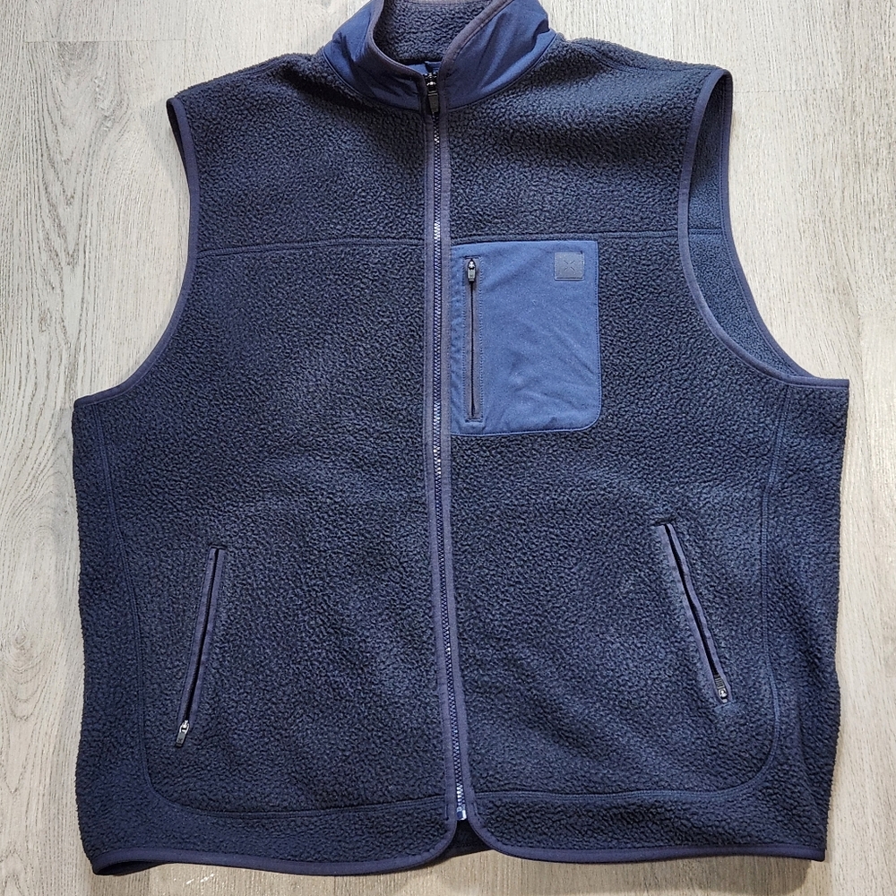 Ten Thousand Vest Mens XXL Navy Blue Sherpa Tech Fleece Full Zip Outdoor Pocket